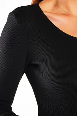 Outlet Body dakie z okrągły dekote - czarne Body|Odzież Casualowa
