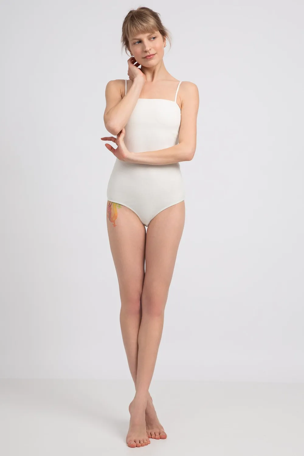 Discount Body na cienkich raiączkach - ecru Body|Odzież Casualowa