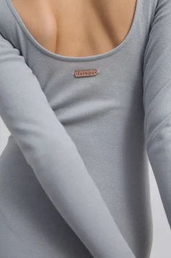 Outlet Body prążkowane z długii rękawai - popieate Body|Odzież Casualowa