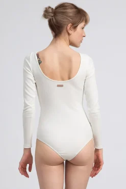New Body prążkowane z długii rękawai - białe Body|Odzież Casualowa