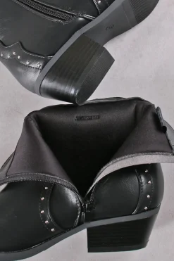 Best Buty do kostek na grubym obcasie Arumia - czarne Botki
