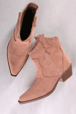 Hot Buty do kostek na grubym obcasie Abner - brązowe Botki