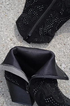 Buty do kostek z kamieniami Adaeze - czarne Botki