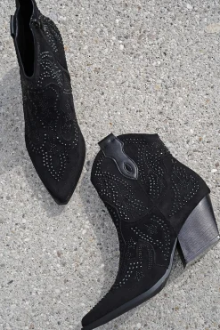 Buty do kostek z kamieniami Adaeze - czarne Botki