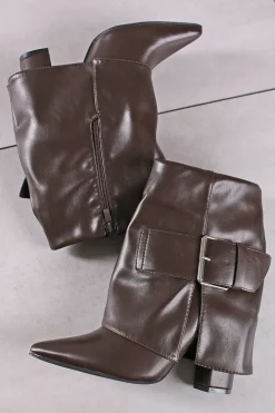 Online Buty do kostek z ozdobną klamrą Dorottea - brązowe Botki