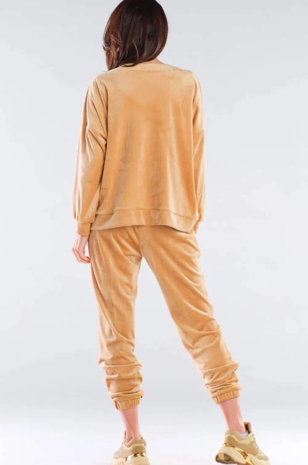 Best Cauaowe podnie z weuru - beżowe Odzież Casualowa|Spodnie