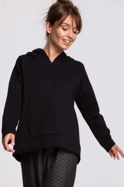 Online Ciepła buza z kiezenią kangurek i kapture - czarna Odzież Casualowa|Bluzy