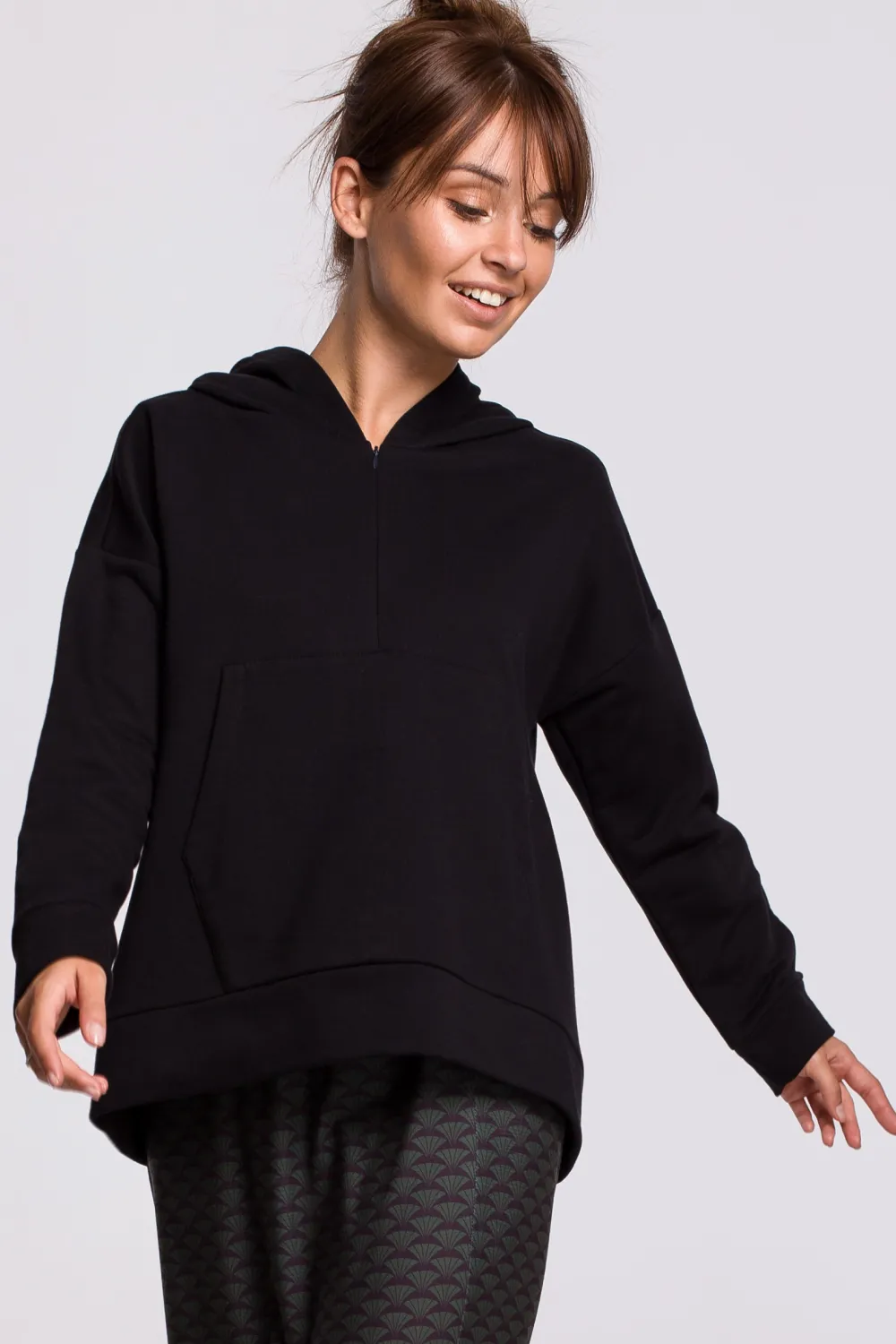 Online Ciepła buza z kiezenią kangurek i kapture - czarna Odzież Casualowa|Bluzy