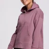 Clearance Ciepła bluza z kieszenią kangurek i kapturem - wrzosowa Odzież Casualowa|Bluzy