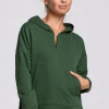Ciepła bluza z kieszenią kangurek i kapturem - trawiasta Odzież Casualowa|Bluzy