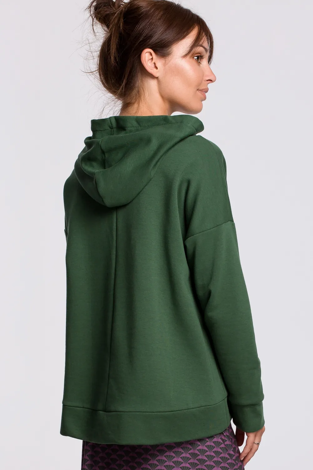 Ciepła bluza z kieszenią kangurek i kapturem - trawiasta Odzież Casualowa|Bluzy