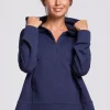 Hot Ciepła bluza z kieszenią kangurek i kapturem - niebieska Odzież Casualowa|Bluzy