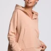 Discount Ciepła bluza z kieszenią kangurek i kapturem - beżowa Odzież Casualowa|Bluzy