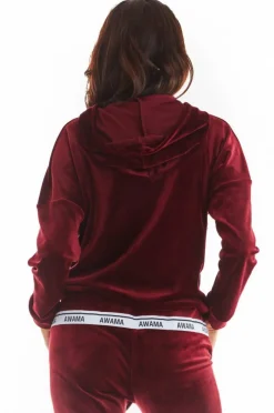 Discount Ciepła buza z weuru - bordowa Odzież Casualowa|Bluzy