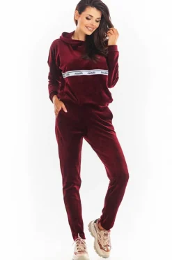 Discount Ciepła buza z weuru - bordowa Odzież Casualowa|Bluzy