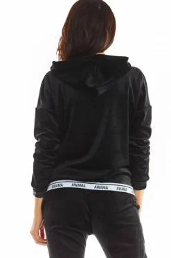 Discount Ciepła buza z weuru - czarna Odzież Casualowa|Bluzy