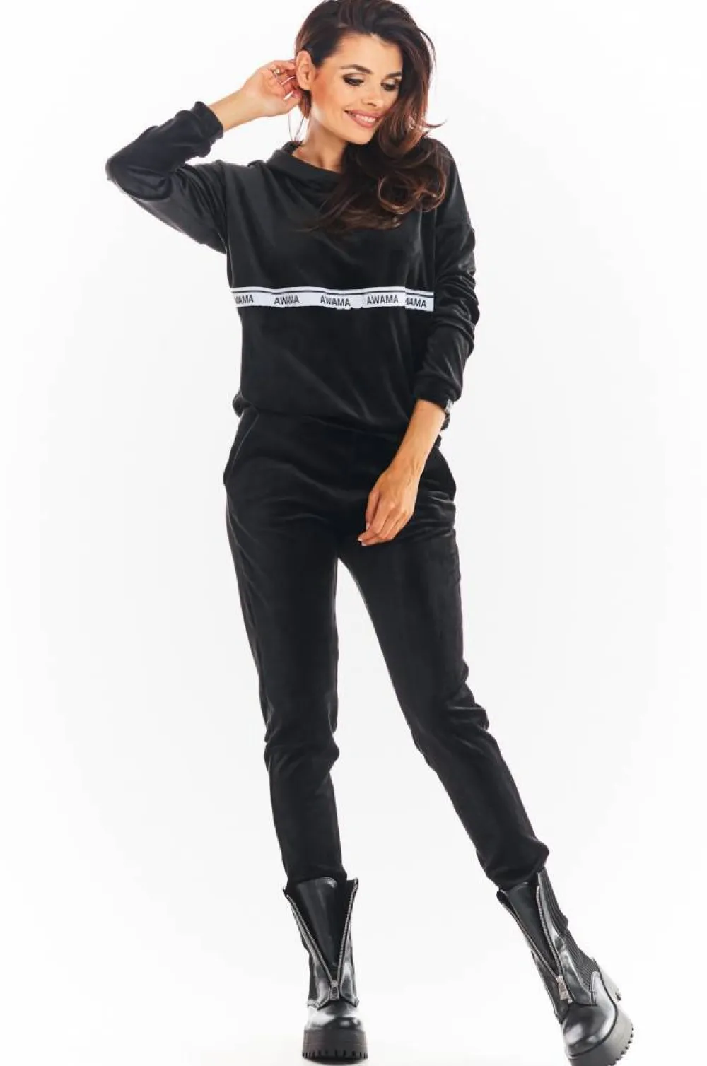 Discount Ciepła buza z weuru - czarna Odzież Casualowa|Bluzy