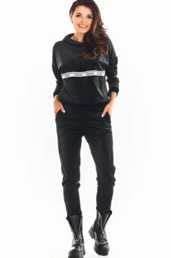 Discount Ciepła buza z weuru - czarna Odzież Casualowa|Bluzy