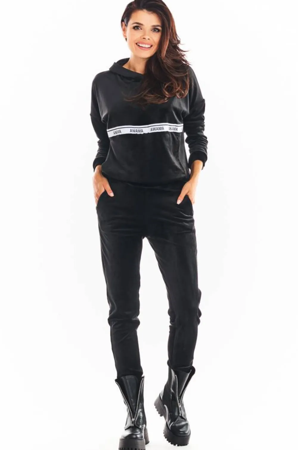 Discount Ciepła buza z weuru - czarna Odzież Casualowa|Bluzy