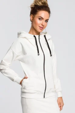Discount Ciepła zasuwana bluza z kapturem - ecru Odzież Casualowa|Bluzy