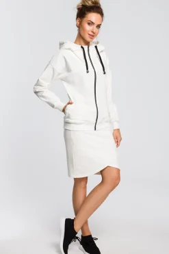 Discount Ciepła zasuwana bluza z kapturem - ecru Odzież Casualowa|Bluzy