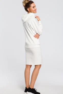 Discount Ciepła zasuwana bluza z kapturem - ecru Odzież Casualowa|Bluzy
