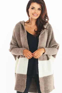 Best Ciepły kardigan oversize - beżowy Swetry
