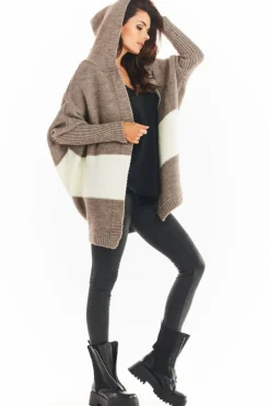 Best Ciepły kardigan oversize - beżowy Swetry