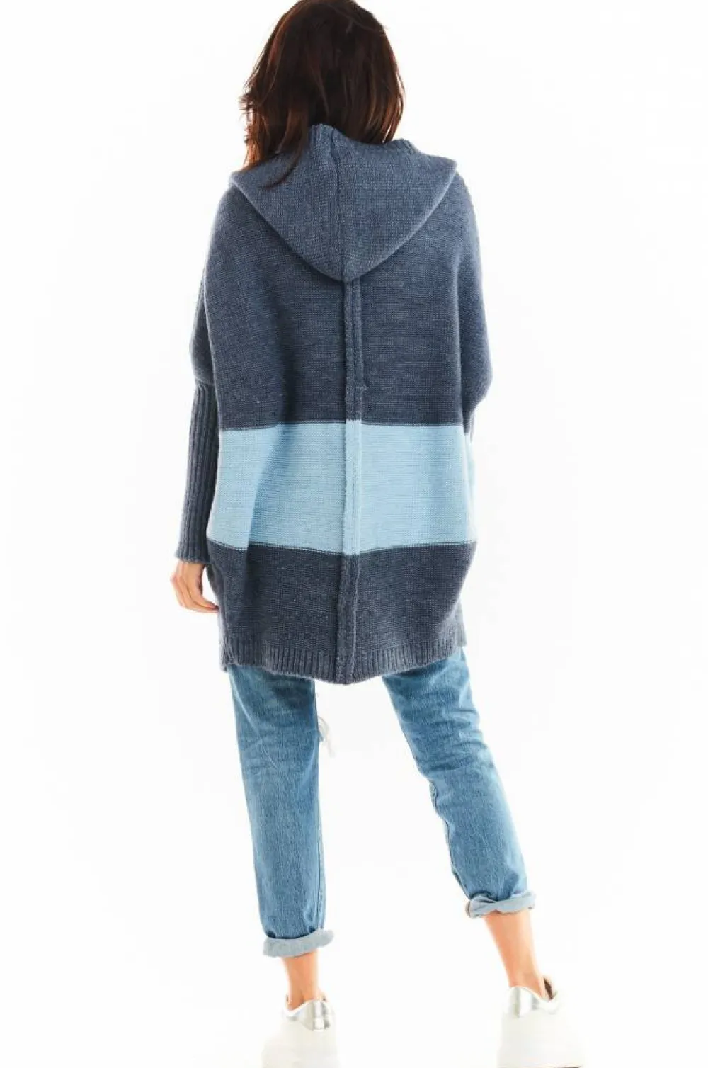 Outlet Ciepły kardigan oversize - granatowy Swetry