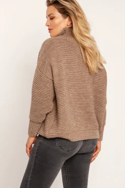 Discount Ciepły sweter z golfem - mocca Swetry