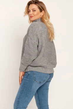 Clearance Ciepły sweter z golfem - szary Swetry