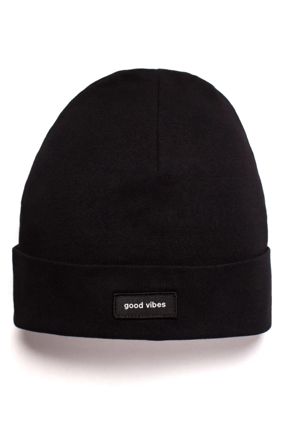 Discount Czapka beanie unisex z naszywką good vibes - czarna Akcesoria|Dobry Skład