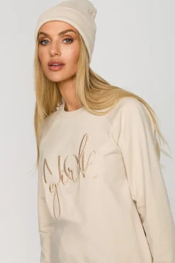 Clearance Czapka beanie z haftem - piaskowa Akcesoria|Dobry Skład