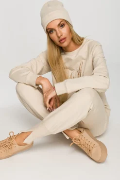 Clearance Czapka beanie z haftem - piaskowa Akcesoria|Dobry Skład