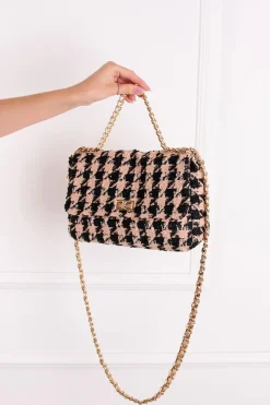 Sale Czarna wzorzysta torebka crossbody Lucy - brzoskwiniowa Torebki|Torebki