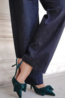 Hot Czółenka slingback w panterkę na cienkim obcasie Zara - ciemnozielone Czółenka|Buty
