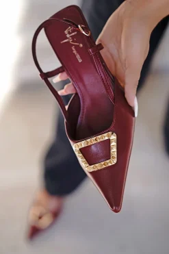 Hot Czółenka slingback Amanda - bordowe Czółenka|Buty