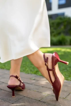 Hot Czółenka slingback Amanda - bordowe Czółenka|Buty