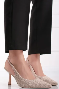 Best Czółenka slingback na cienkim obcasie Natalia - beżowe Czółenka|Buty