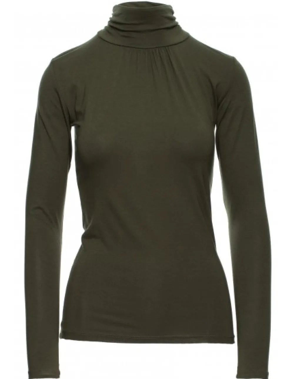 Discount Damski golf z marszczeniem i długim rękawem - khaki Golfy|Bluzki