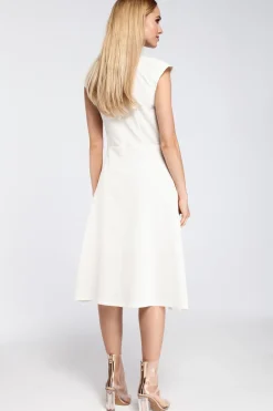 Online Dopaowana ukienka kontrafałda - ecru Sukienki Koktajlowe|Sukienki