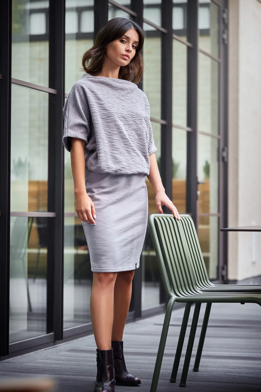 Clearance Dopaowana ukienka z górą kiono - zara Sukienki Dzianinowe|Sukienki