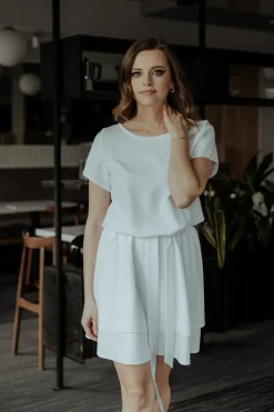 Hot Dopaowana ukienka z pakie w taii - biała Sukienki Koktajlowe|Sukienki