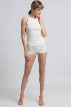 Outlet Dopaowane dakie zorty do pania - białe Piżamy|Spodenki