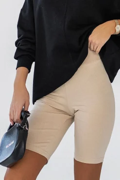 New Dopaowane koarki w wyoki tane - beżowe Spodenki|Legginsy