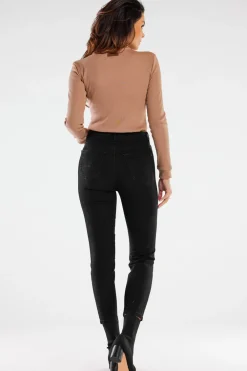 Clearance Dopaowany gof z prążkowanej dzianiny - beżowy Golfy|Odzież Casualowa