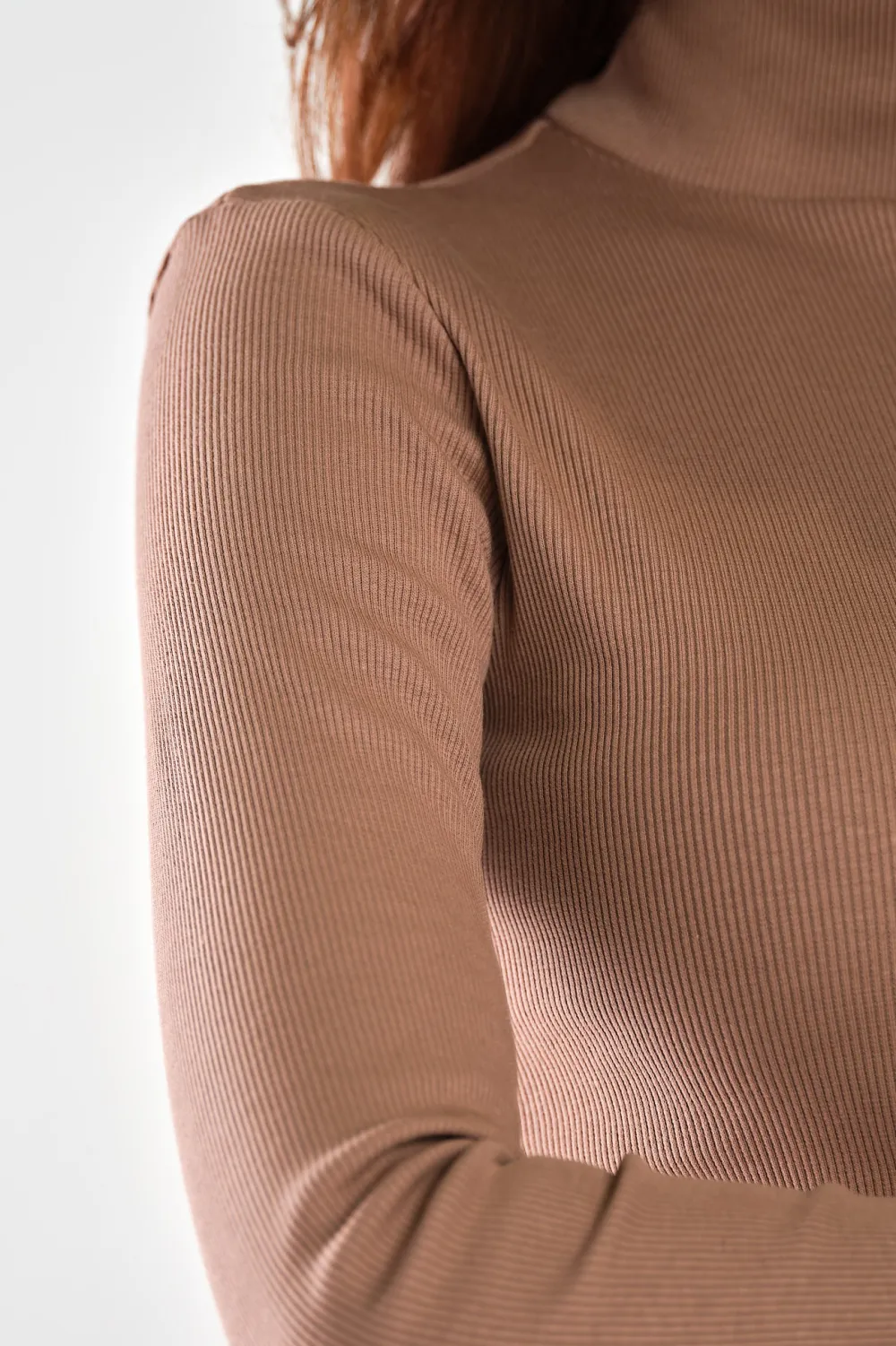 Clearance Dopaowany gof z prążkowanej dzianiny - beżowy Golfy|Odzież Casualowa
