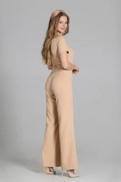 Discount Dopaowany kobinezon z dekote typu karen - beżowy Kombinezony|Eleganckie Kombinezony