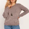 Online Dopasowany sweter z melanżowej dzianiny - różowy melanż Swetry