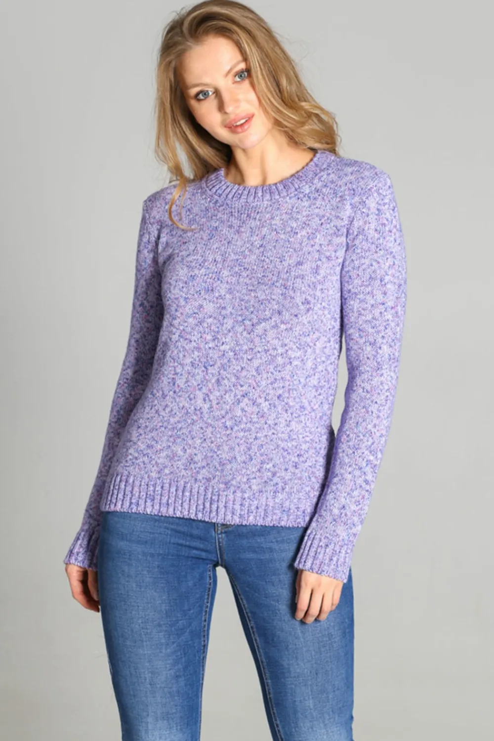 Best Dopasowany sweter z melanżowej dzianiny - niebieski melanż Swetry